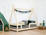 Tipi kinderbed NAKANA van hout met vaste veiligheidsbarrière