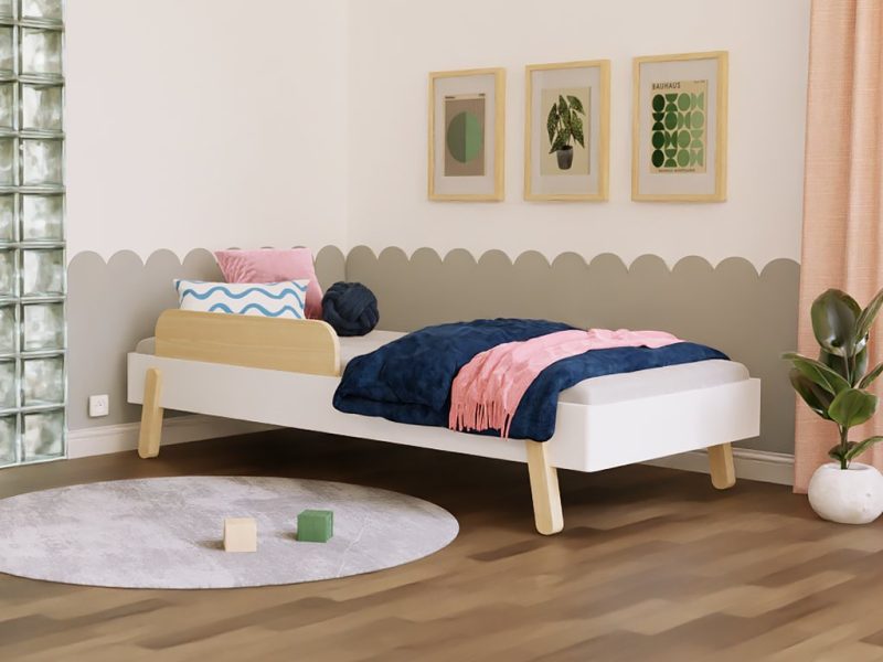 NOVA kinder eenpersoonsbed met zijwand 90x200cm in Scandinavisch design