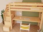Hoogslaper van hout MAKALU met opbergladder en bureau - Afbeelding 4